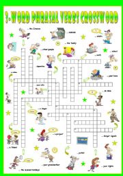 English Worksheet: First series of 3-Word Phrasal Verbs. Crossword (Part 3/3)