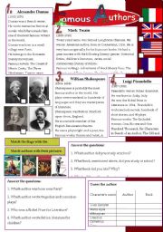 English Worksheet: Famous authors
