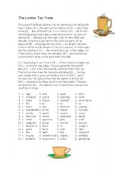 English Worksheet: The London Tea Trade Cloze