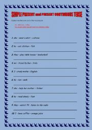 English Worksheet: Present simple and Present Progressive