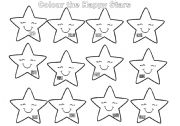 English worksheet: The Happy Stars Identify the colours