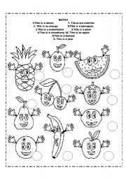 English Worksheet: Match the fruits