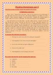 English Worksheet: reading worksheets part 9