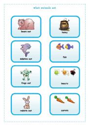 English Worksheet: WHAT ANIMALS EAT  1/4