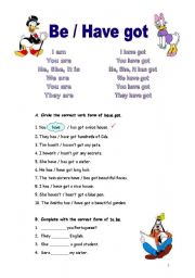 English Worksheet: be and have got (11.02.09)