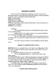 English Worksheet: relatives: brief explanation and practice