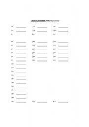 English worksheet: Ordinal Numbers