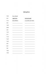 English worksheet: Telling Time