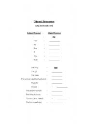 English worksheet: Object Pronouns