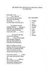 English Worksheet: my heart will go on