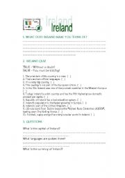 English Worksheet: Ireland Quiz