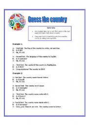 English Worksheet: Guess this country game