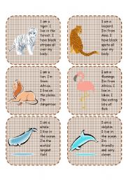 English Worksheet: Wild animals speaking cards