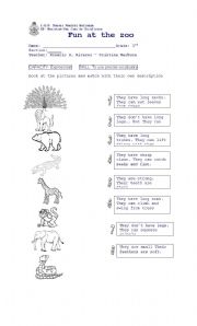 English Worksheet: Fun at the zoo