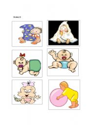 English worksheet: What are the babies doing? 2/3