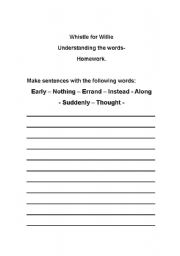 English worksheet: Imagine a boy had a dog named Willie, and he wanted to learn to whistle for him....