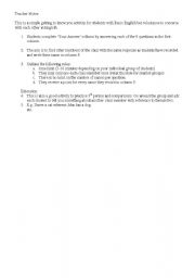 English Worksheet: Getting to know you