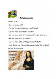 English worksheet: Art Discussion