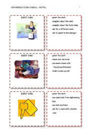 English Worksheet: CONVERSATION CARDS - hotel