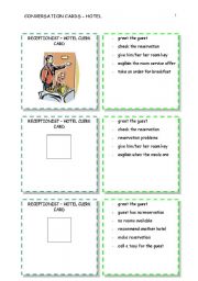 English Worksheet: CONVERSATION CARDS - hotel 2