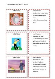 English Worksheet: CONVERSATION CARDS - hotel 3