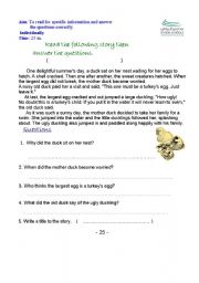 English worksheet: story 