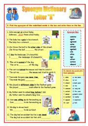 English Worksheet: Synonym dictionary