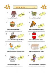 English Worksheet: how much