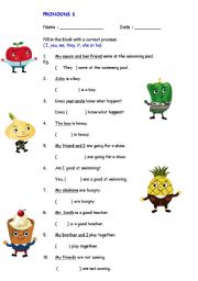 English Worksheet: PRONOUNS 1