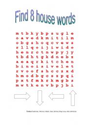 English Worksheet: House word search