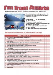 English Worksheet: Portfolio task sheet: Im from Austria