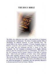 English Worksheet: The Holy Bible