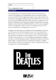 English Worksheet: The Beatles: Reading and Comprehension (to be used with 