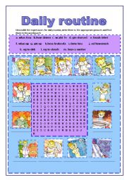 English Worksheet: Daily routine