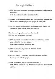 English Worksheet: role plays (oral work!)