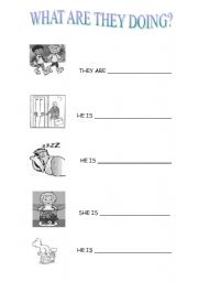 English worksheet: present continuous for kids