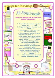 English Worksheet: All about Friends Vocabulary, Reading and Reading Exercises (3 pages)