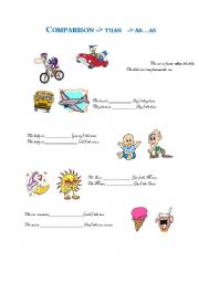 English worksheet: Comparison (color)