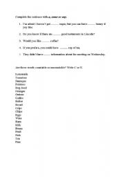 English Worksheet: some & any