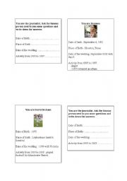 English Worksheet: a pairwork in the past