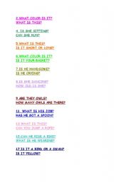 English Worksheet: questions of a board game