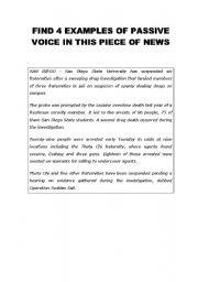 English Worksheet: newspaper article + passive voice