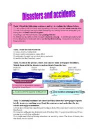 English Worksheet: Disasters and accdents