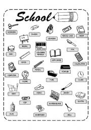 English Worksheet: School objects