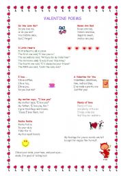 English Worksheet: Valentine poems