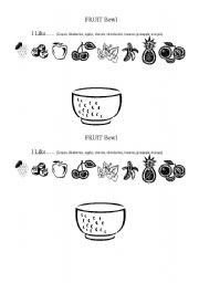 English Worksheet: Fruits and I Like