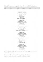 English worksheet: Que sera sera - What will be will be - Future simple