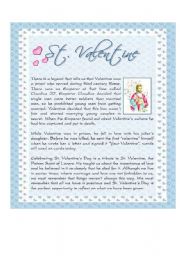 English Worksheet: St. Valentines History