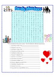 Family Members Wordfind