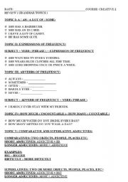 English Worksheet: Present Continuous, Adverbs of frequency, a - an - a lot of - some, comparative and superlative 